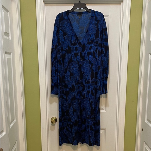 Escada -  Blue and Black Long Cardigan Sweater/ Dress size XL - Picture 2 of 5